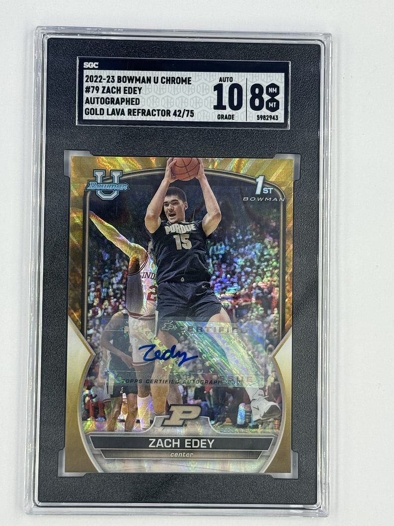 2022-23 Bowman U Chrome - Zach Edey #79 Gold Lava Refractor Autografiada