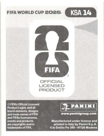 Estampa Panini FIFA 2026 de Saleh Abu Alshamat (reverso)