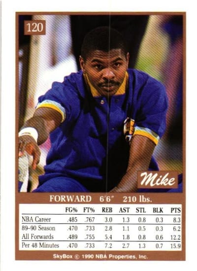 Tarjeta Coleccionable SkyBox de Mike Sanders (reverso)